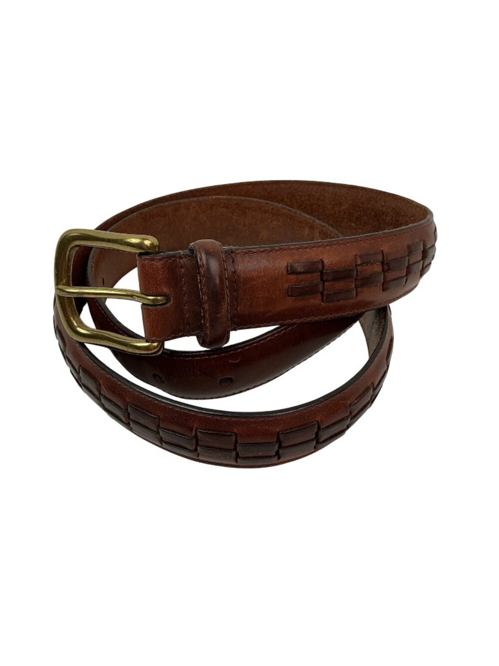 Handcrafted Genuine Leather Woven Belt Mens 36/90 Brown